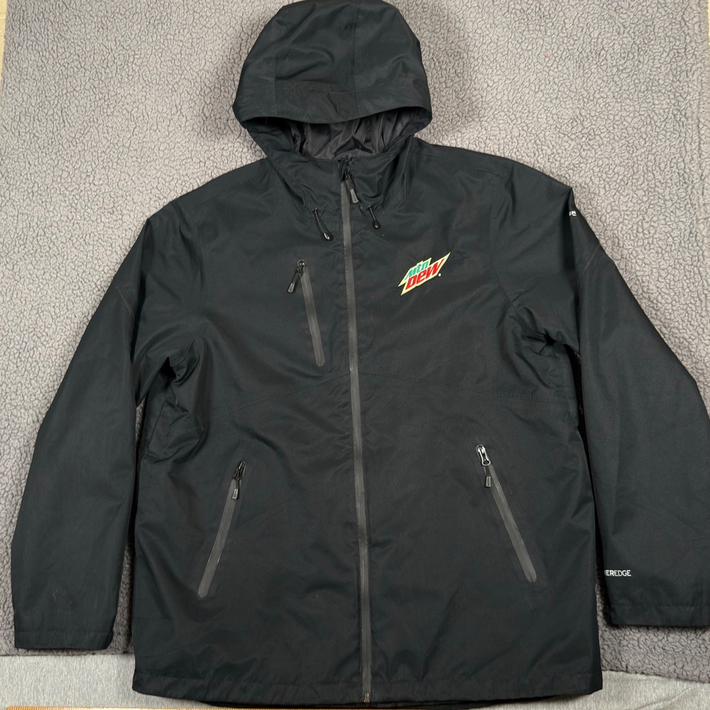 Eddie Bauer WeatherEdge Plus Rain Jacket Mens XL Black Hooded Shell Mountain Dew